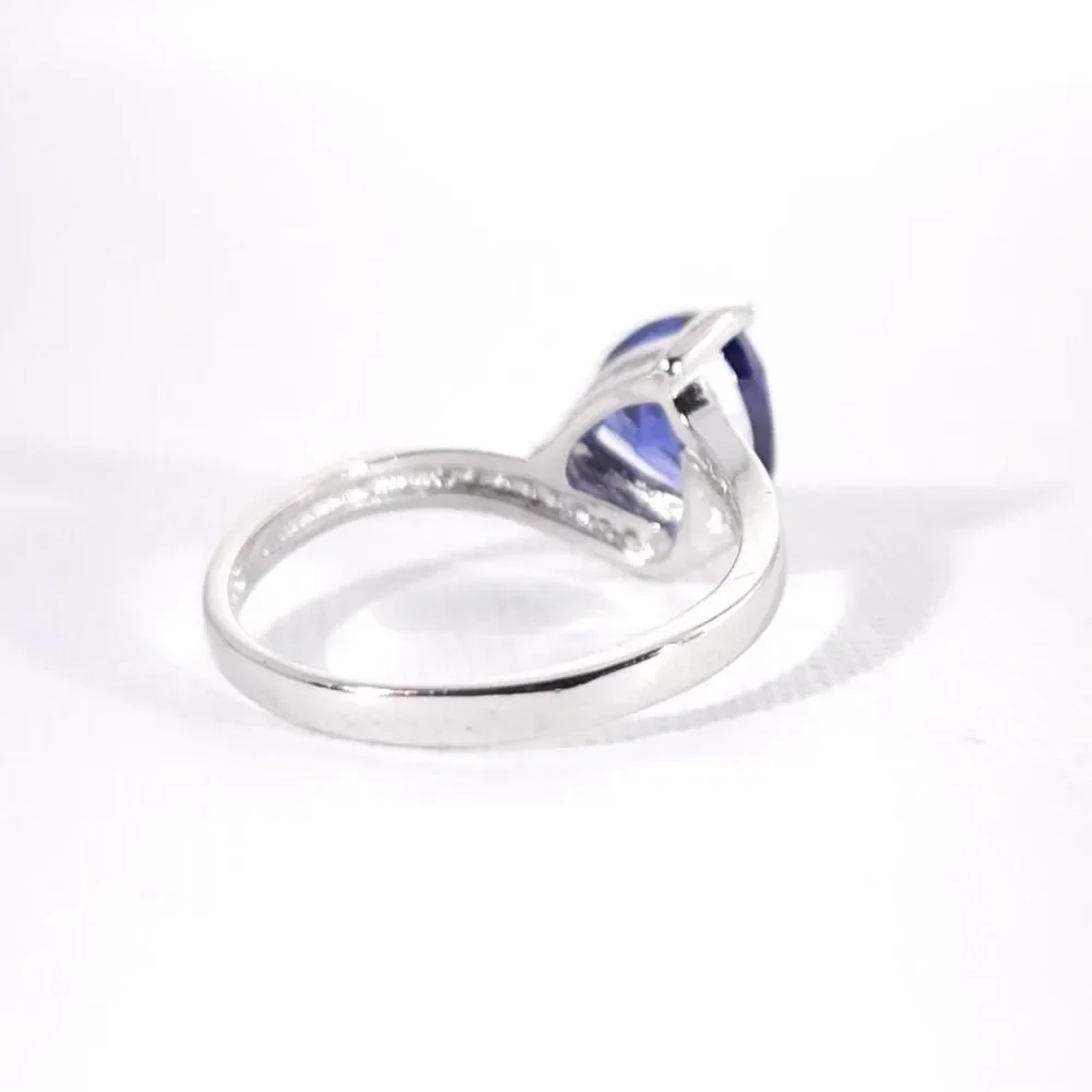 Tanzanite 3.4 Carats Ring Sterling Silver Size 6.75